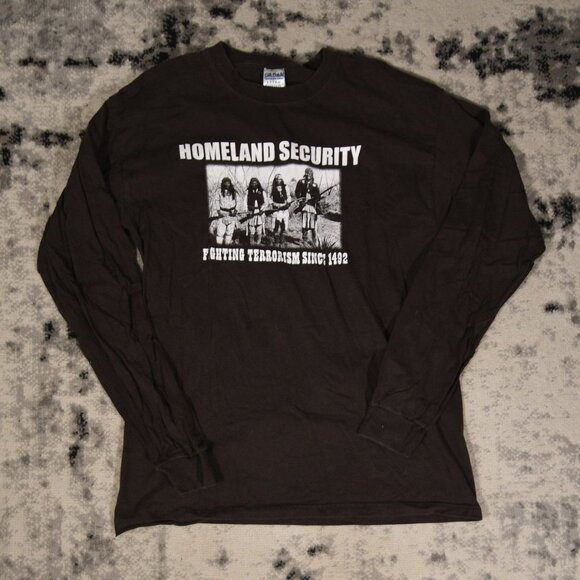 Vintage Homeland Security Native American Longsleeve T-Shirt - Picture 1 of 6